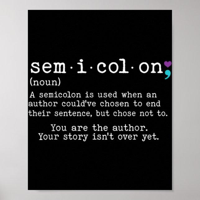 Retro Semicolon Definition Suicide Prevention Awar Poster (Front)
