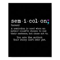 Retro Semicolon Definition Suicide Prevention Awar Poster