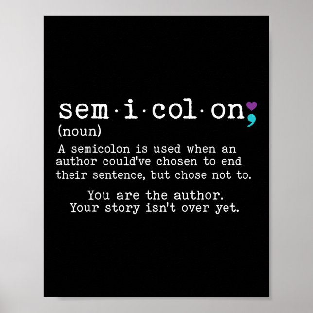 Retro Semicolon Definition Suicide Prevention Awar Poster (Front)