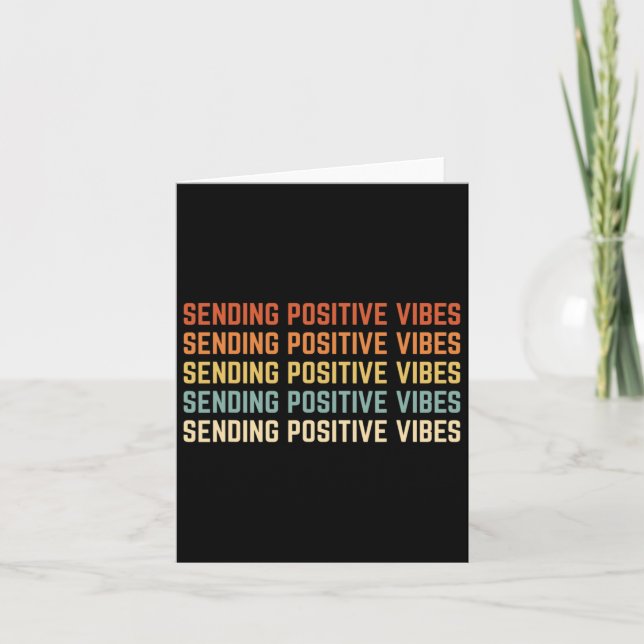 Retro Sending Positive Vibes Saying Self Care Ment Card (Front)
