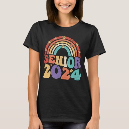 Retro Senior 2024 Groovy Class Of 2024 Graduation  T_Shirt