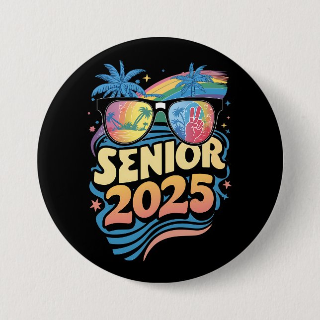 Retro Senior 2025 Class Of 2025 Graduation Button (Front)