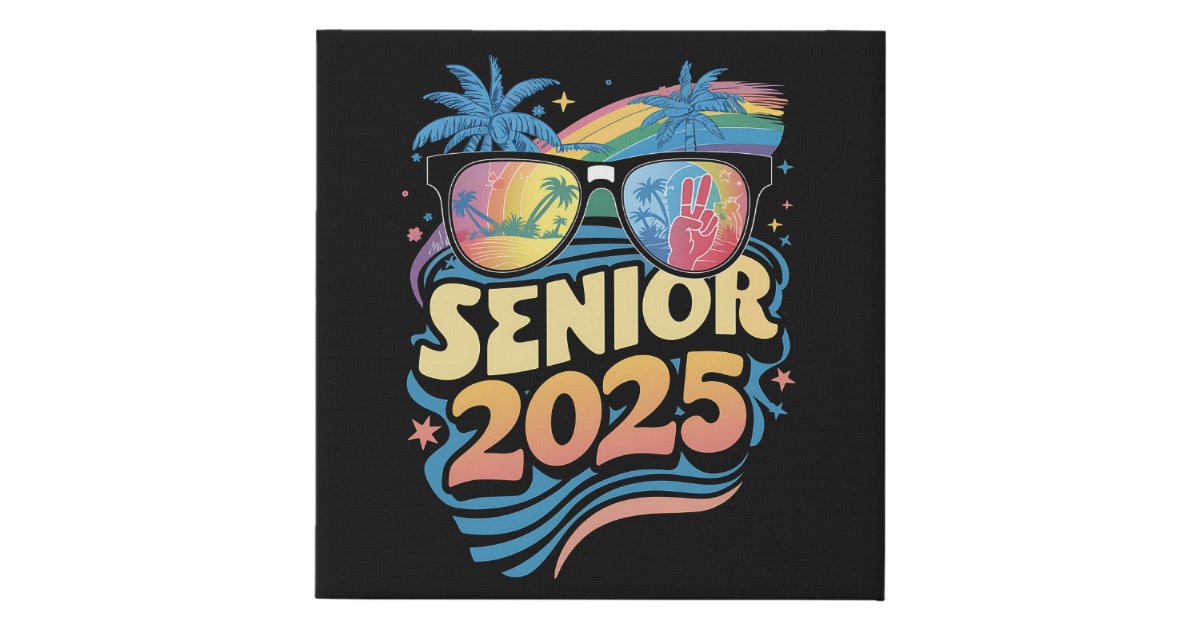 Retro Senior 2025 Class Of 2025 Graduation Faux Canvas Print | Zazzle
