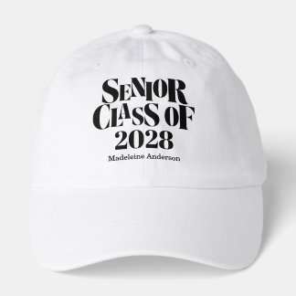 Retro Senior Class of Graduation Black And White  Hat