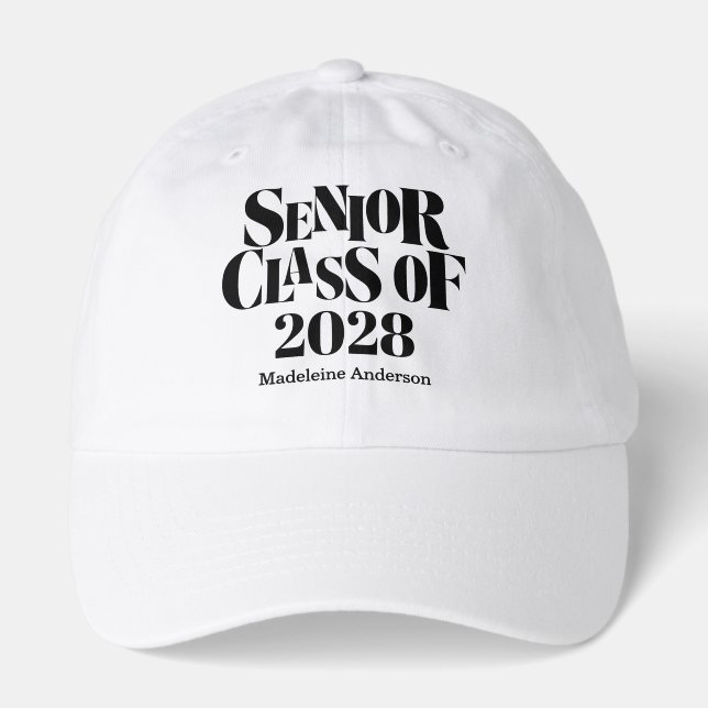 Retro Senior Class of Graduation Black And White  Hat (Front)