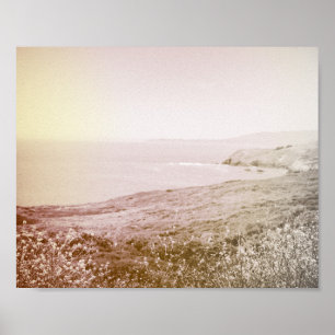Retro Sepia California Coast Poster