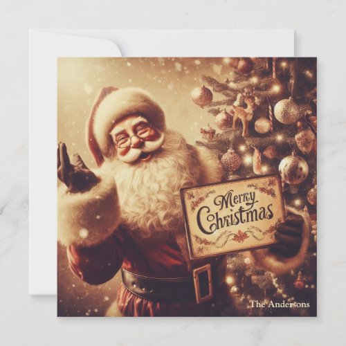 Retro sepia colors Retro Santa Claus smiling  Holiday Card