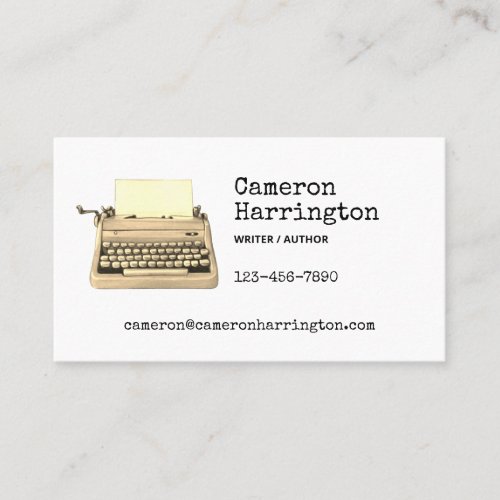 Retro Sepia Typewriter Elegant Scholarly Business Card