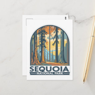 retro Sequoia National Park Giant Sequoia Trees Postcard