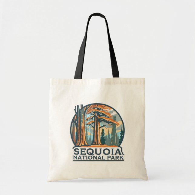 retro Sequoia National Park Giant Sequoia Trees Tote Bag (Front)