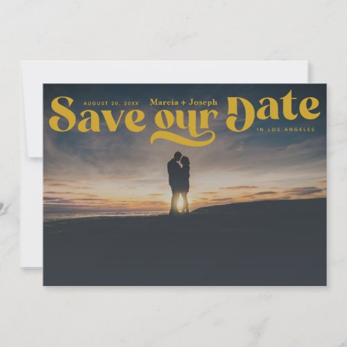 Retro Serif Mustard Yellow Save The Date