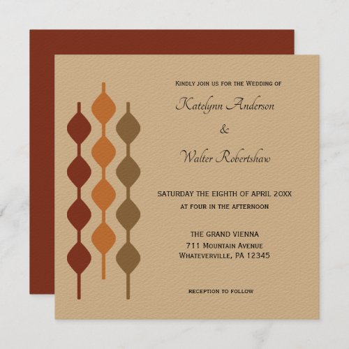 Retro Seventies 1970s Geometric Wedding Invitation