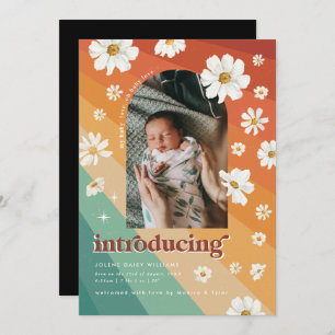 Retro Seventies Arch Photo Birth Announcement