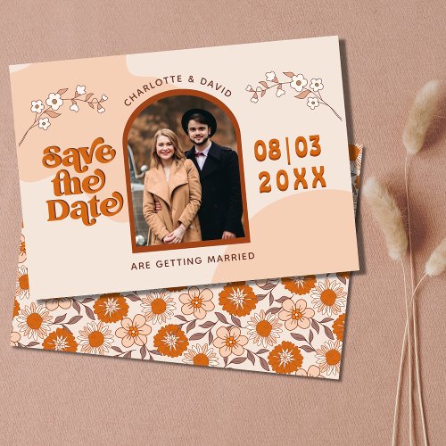 Retro Seventies Arched Photo Boho Save The Date
