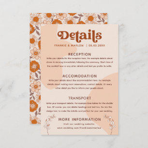 Retro Seventies Boho Wedding Details Enclosure Card