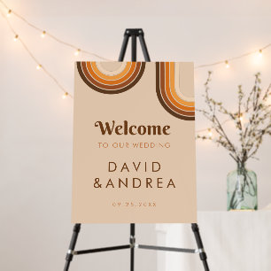 Retro Seventies Brown Rainbow Cream Beige Wedding Foam Board