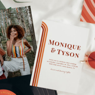 Retro Seventies Burnt Orange Terra Cotta Wedding Invitation