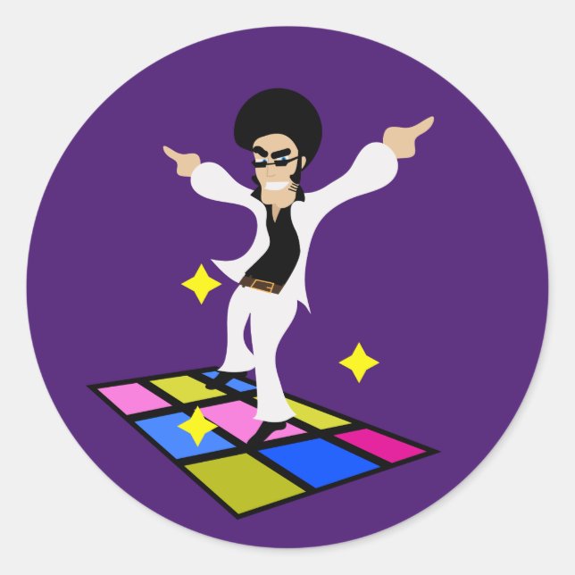Retro seventies disco party classic round sticker (Front)