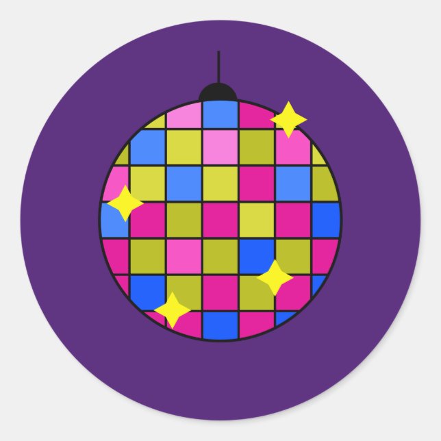 Retro seventies disco party classic round sticker (Front)