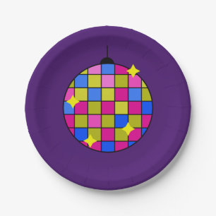 Retro seventies disco party paper plates
