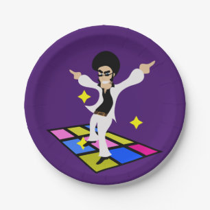 Retro seventies disco party paper plates