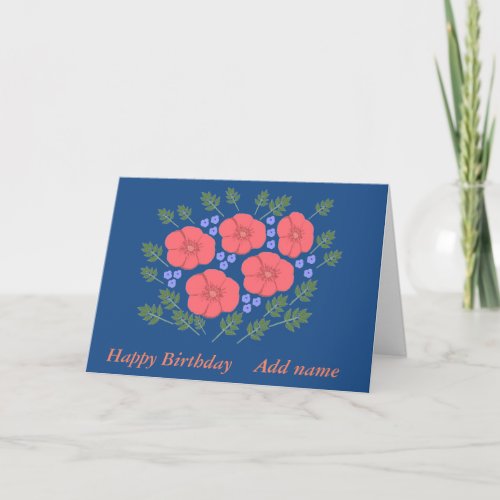 Retro Seventies floral Birthday Card