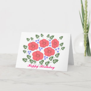 Retro Seventies floral Birthday Card Add Name