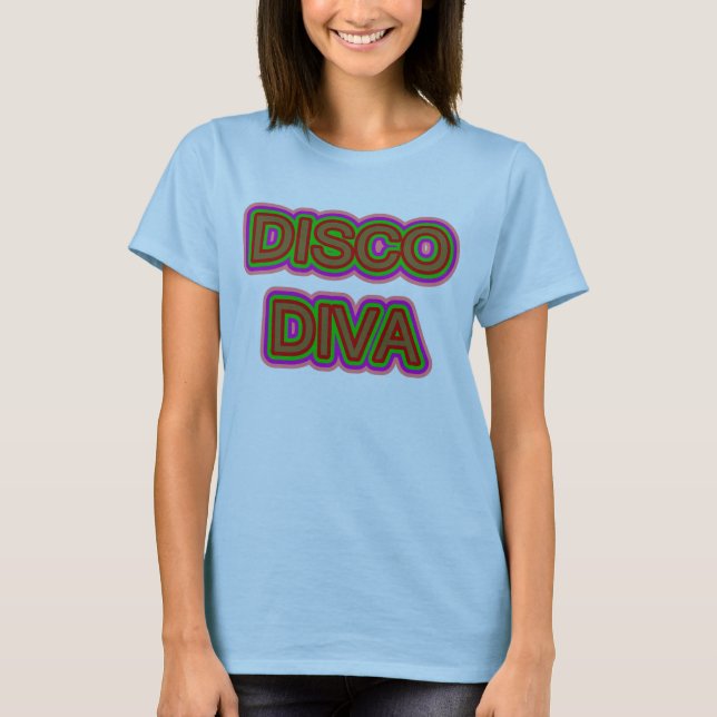 Retro seventies glowing disco diva T-Shirt (Front)