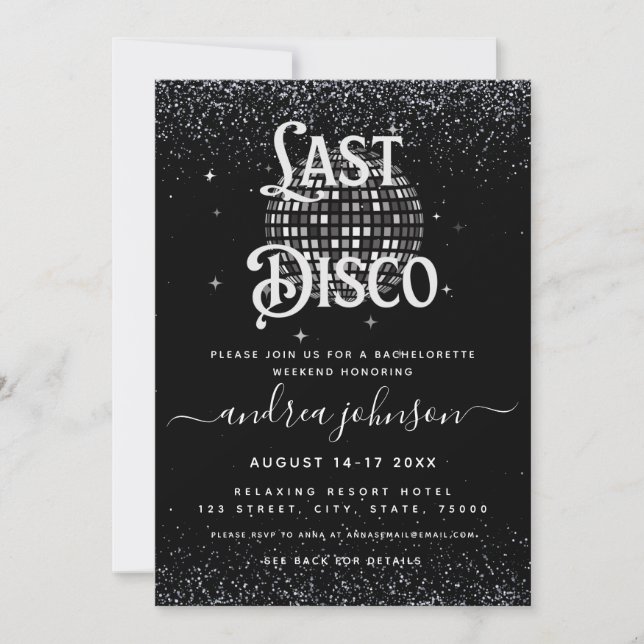 Retro Seventies Last Disco Bachelorette Weekend Invitation (Front)