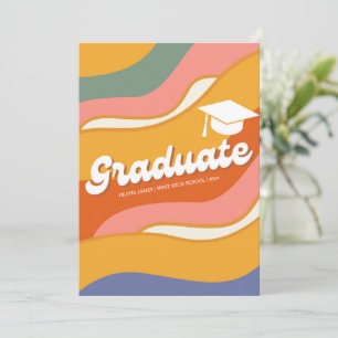 Retro seventies photo graduation  invitation