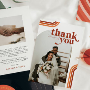 Retro Seventies Photo Wedding Thank You Card