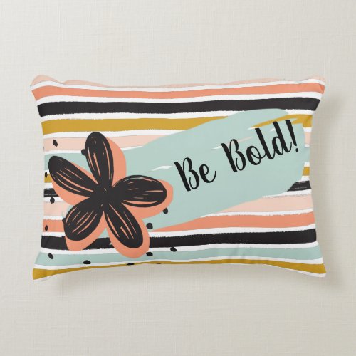 Retro Seventies Stripe and Floral Be Bold Accent Pillow