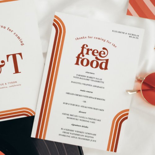 Retro Seventies Stripes  Wedding Menu