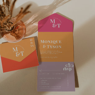 Retro Seventies Wedding   All In One Invitation