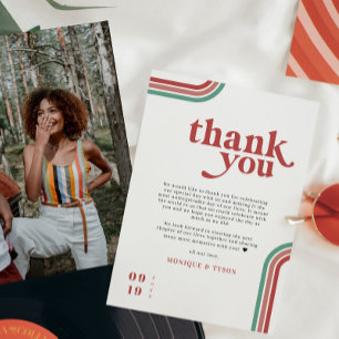 Retro Seventies   Wedding Place Setting Thank You Card