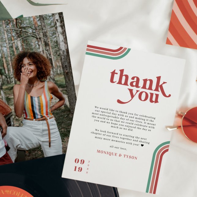 Retro Seventies | Wedding Place Setting Thank You Card (Creator Uploaded)