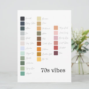 Retro Seventies Wedding Planning Color Palette   Invitation