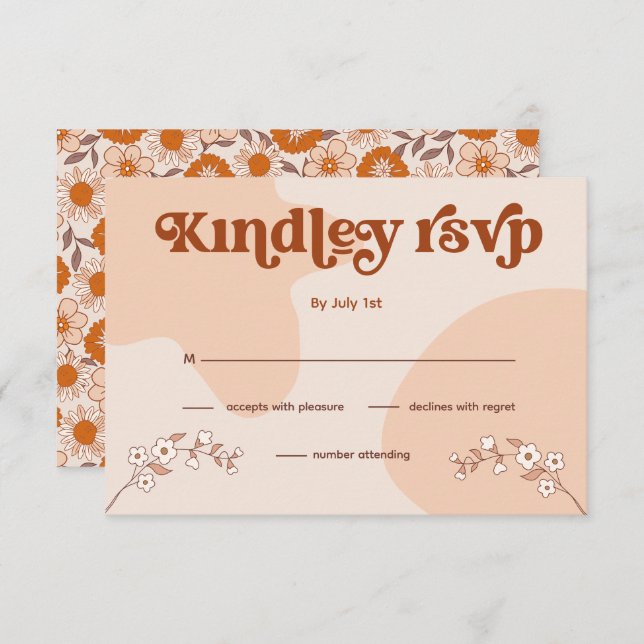 Retro Seventies Wedding RSVP Announcement (Front/Back)