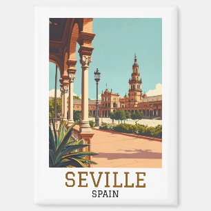 Retro Seville Spain Andalusia Architecture Magnet
