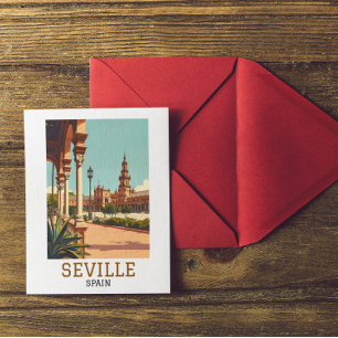 Retro Seville Spain Andalusia Architecture Postcard