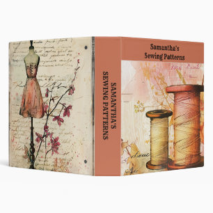 Retro Sewing Seamstress Craft Personalized  3 Ring Binder