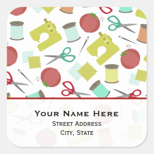Retro Sewing Themed  Address Sticker