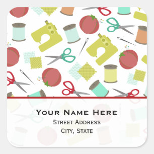 Retro Sewing Themed  Address Sticker