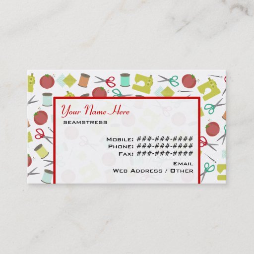 Customizable Retro Sewing Themed Business Card