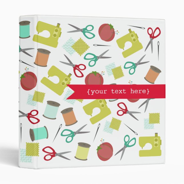 Retro Sewing Themed Personalized Binder (Front/Spine)