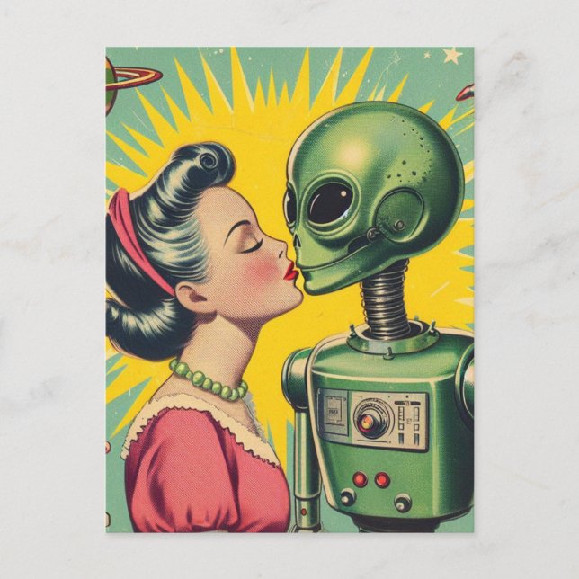 Retro Sexy Scifi Novel Cover Postcard (Front)