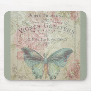 retro,shabby chic,vintage,country rustic,florals mouse pad