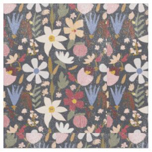 Retro, shabby chic wild flowers fabric