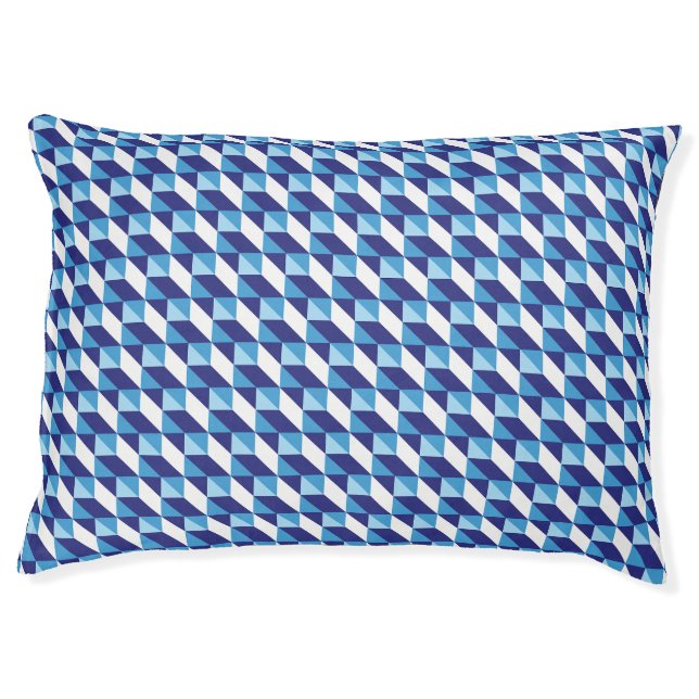 Retro Shades of Blue Geometric Triangle Abstract Pet Bed (Front)