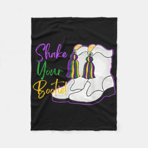 Retro Shake Your Bootie Mardi Gras Funny Gifts Wom Fleece Blanket